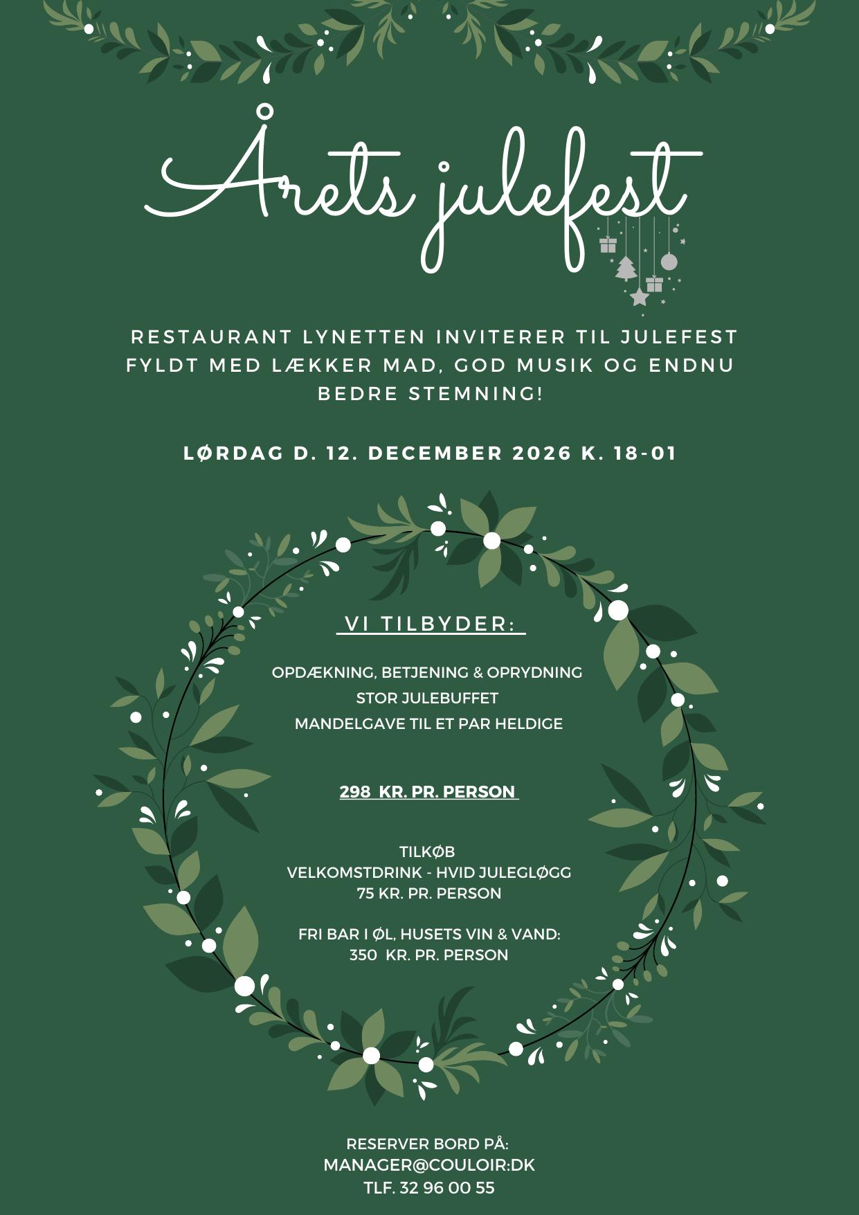 Årets julefest 2026 flyer — Restaurant Lynetten