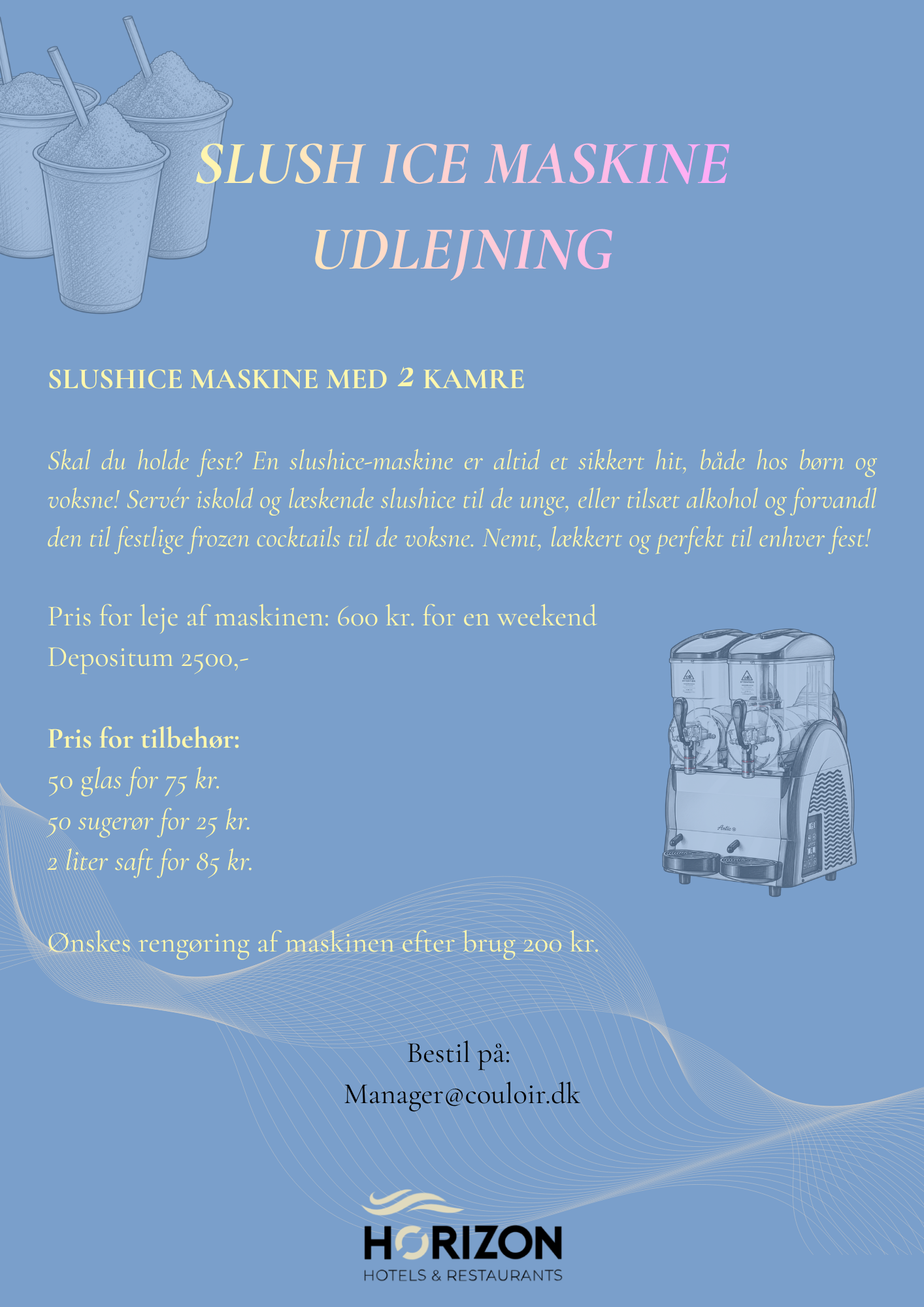 Slush ice maskine udlejning – priser og tilbehør
