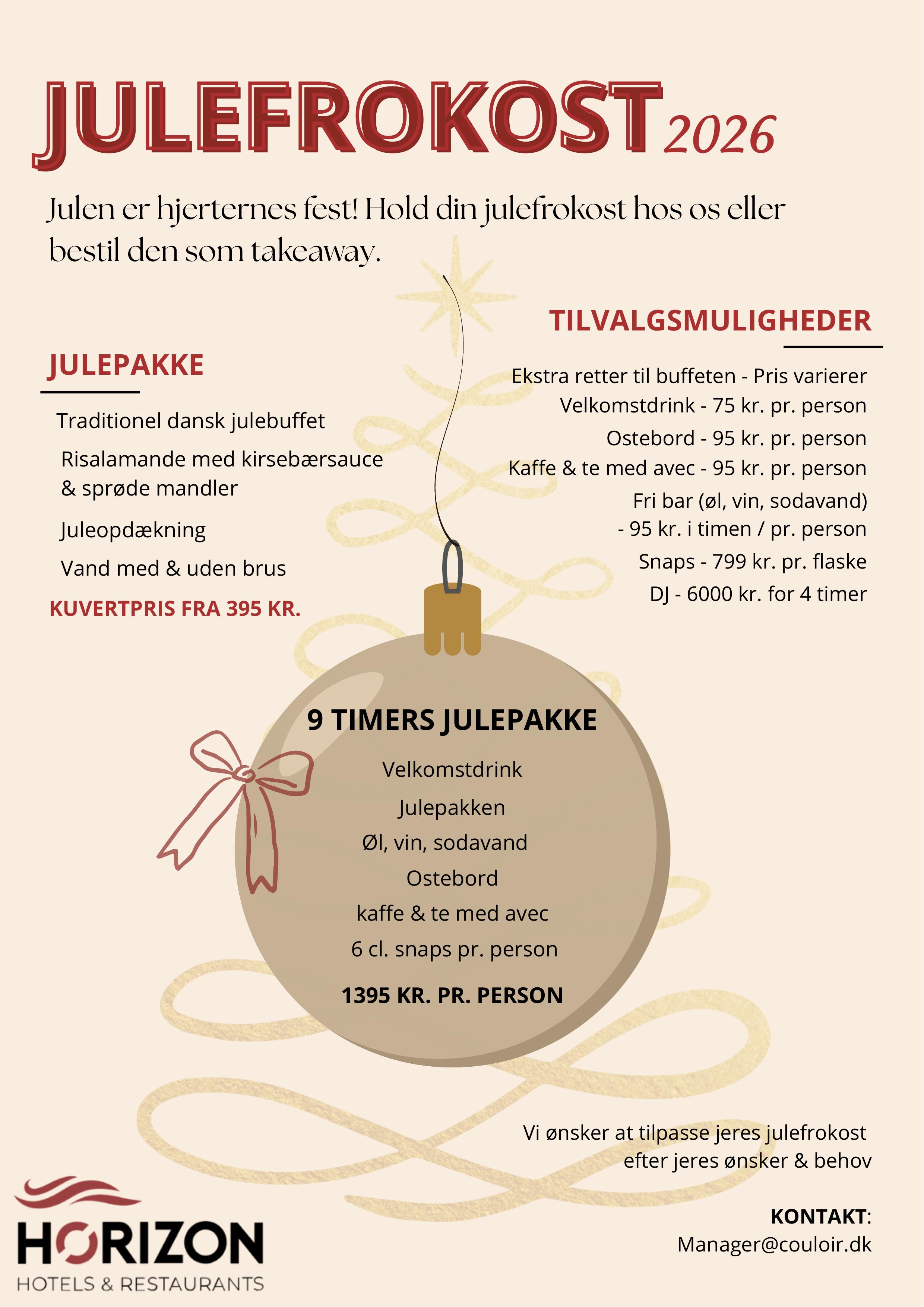Julefrokost 2026 flyer — Restaurant Lynetten